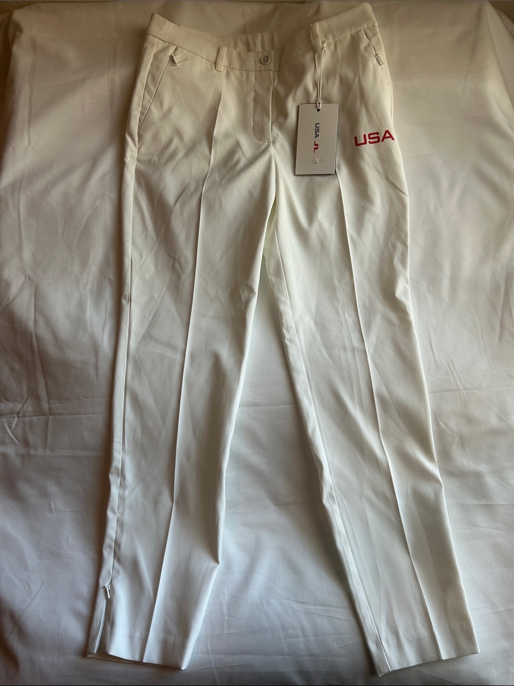 J. Lindeberg White Women's Pants with Red USA Detail